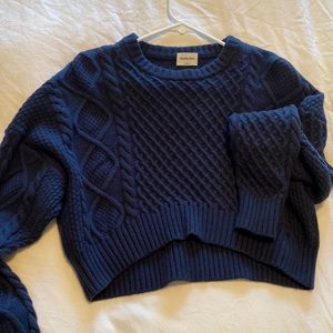 Aritzia Sunday Best Navy Cropped Peggy Sweater